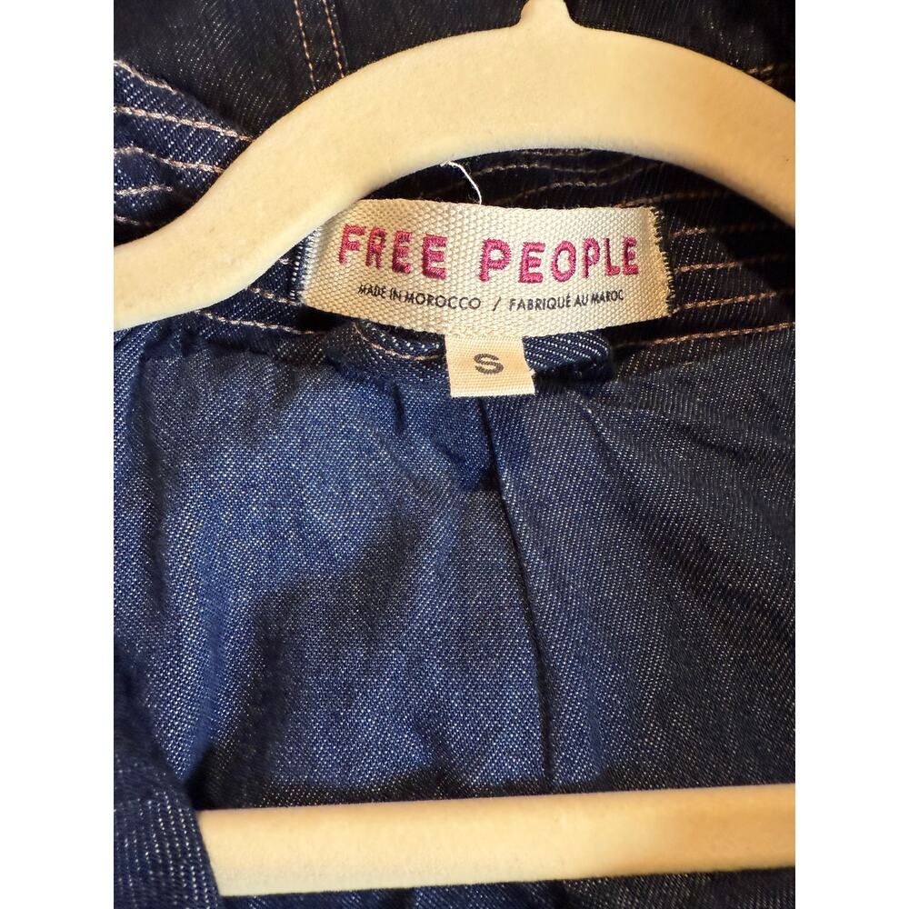 $248 Free People Denim Pea Coat Size S - Picture 4 of 4